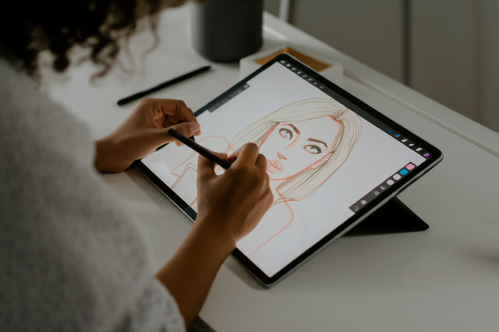 Artista digital trabajando